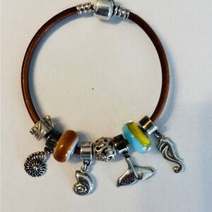 Silver and Brown Charm Bracelet